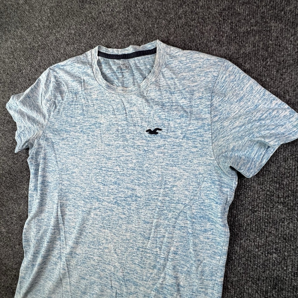 Hollister Must-Have Men S Heather‎ navy/blue Short Sleeve Henley Shirt logo ECU